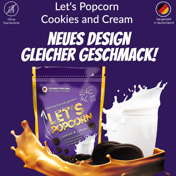 Let's Popcorn Cookies and Cream jetzt im neuem Design aber gleicher Geschmack!